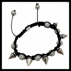 Skull & Stud Macrame' Bracelets W/ Glass Rhineston…